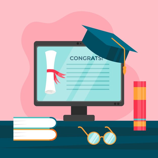 Concetto di cerimonia di laurea virtuale