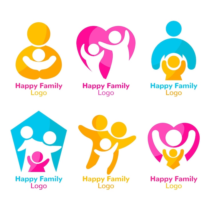 Vettore gratuito concetto di collezione di logo di famiglia
