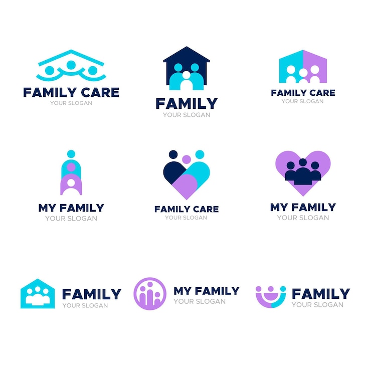 Vettore gratuito concetto di collezione di logo di famiglia