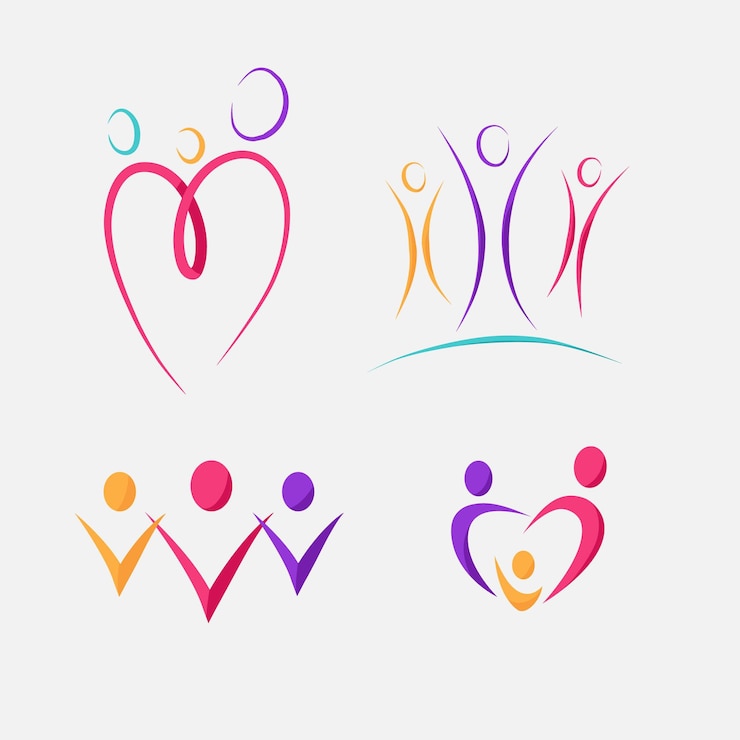 Vettore gratuito concetto di collezione di logo di famiglia
