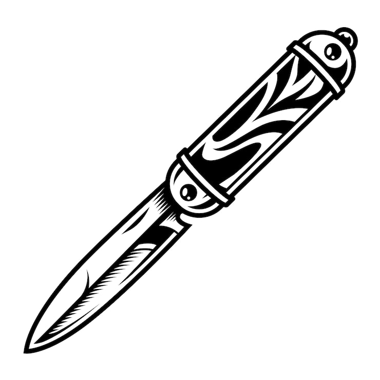 Vettore gratuito concetto di coltello da tasca bianco e nero