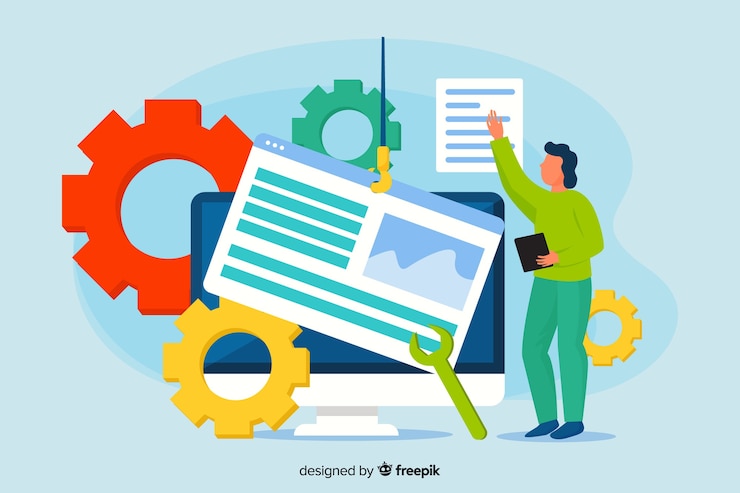 Vettore gratuito concetto di configurazione del sito web per landing page