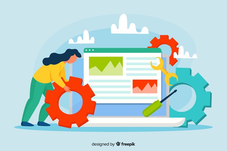 Vettore gratuito concetto di configurazione del sito web per landing page