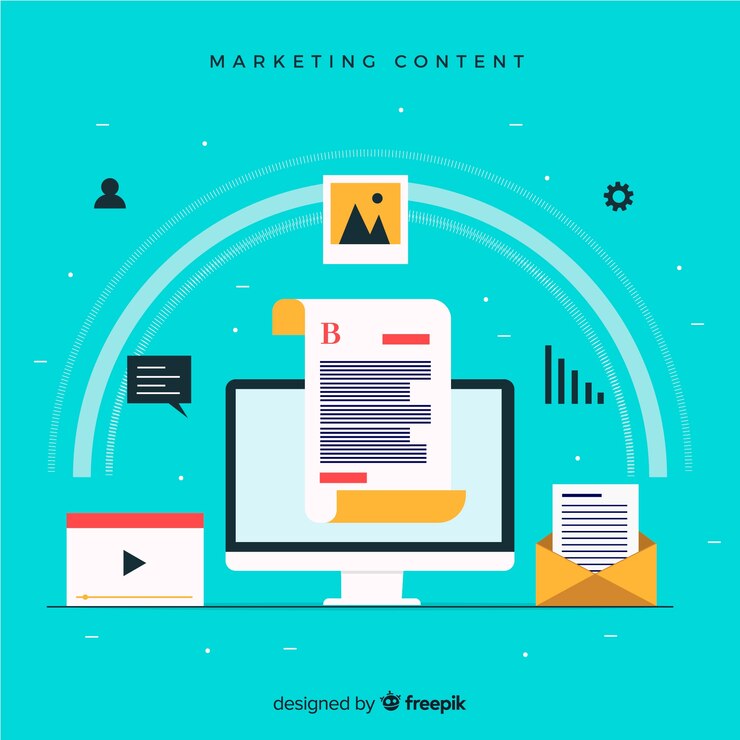 Vettore gratuito concetto di contenuto di marketing
