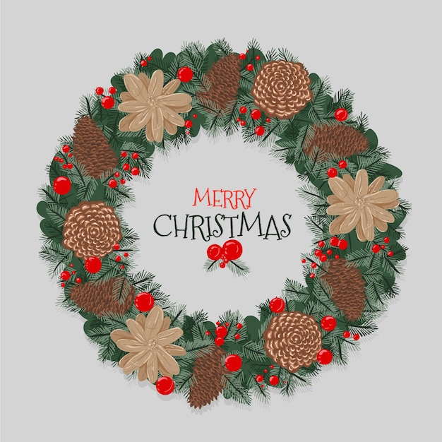 Concetto di corona di Natale disegnati a mano