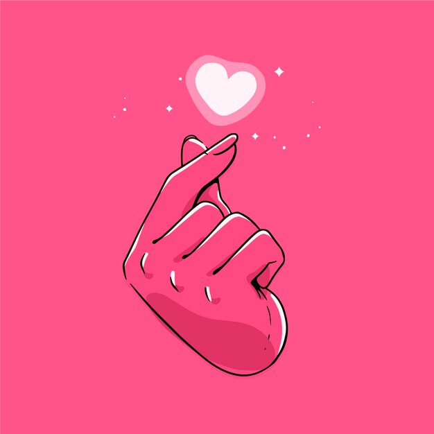 Concetto di cuore dito disegnato a mano