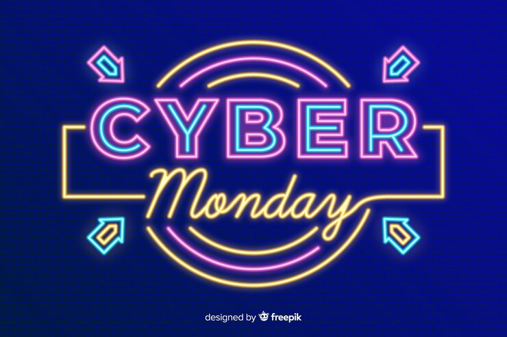 Vettore gratuito concetto di cyber lunedì con sfondo al neon