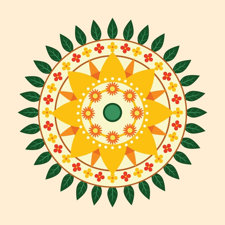 Vettore gratuito concetto di decorazione floreale onam