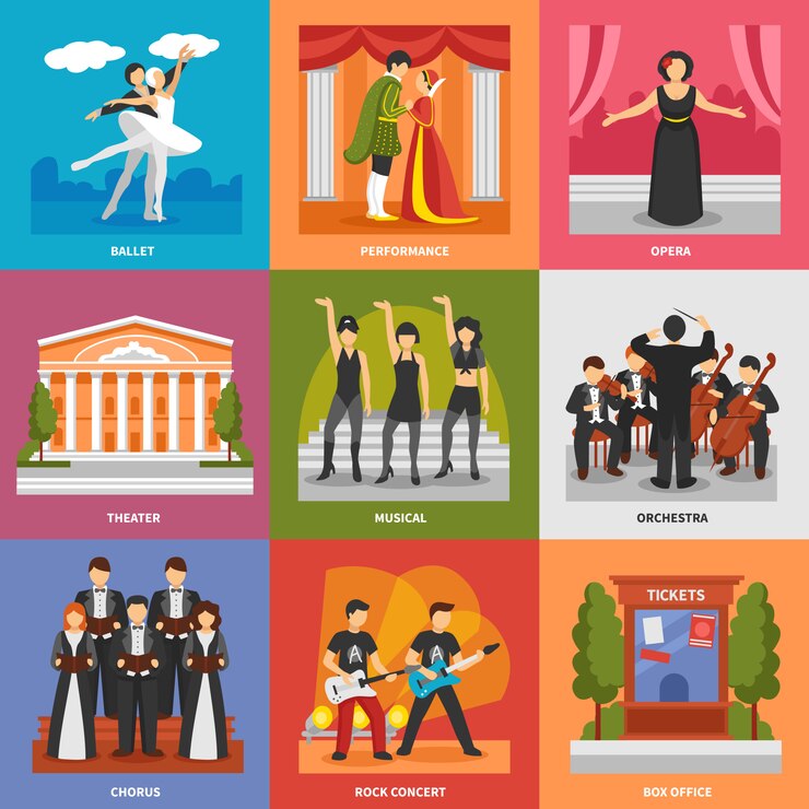 Vettore gratuito concetto di design di composizioni teatrali