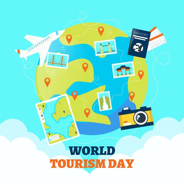 Concetto di design piatto giornata mondiale del turismo