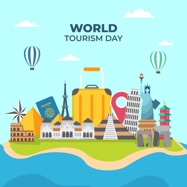 Concetto di design piatto giornata mondiale del turismo