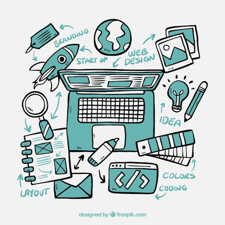 Vettore gratuito concetto di design web disegnato a mano