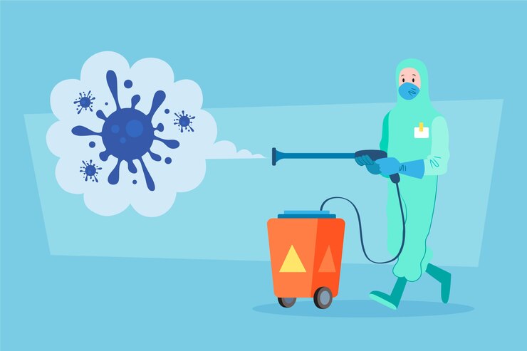 Vettore gratuito concetto di disinfezione da virus