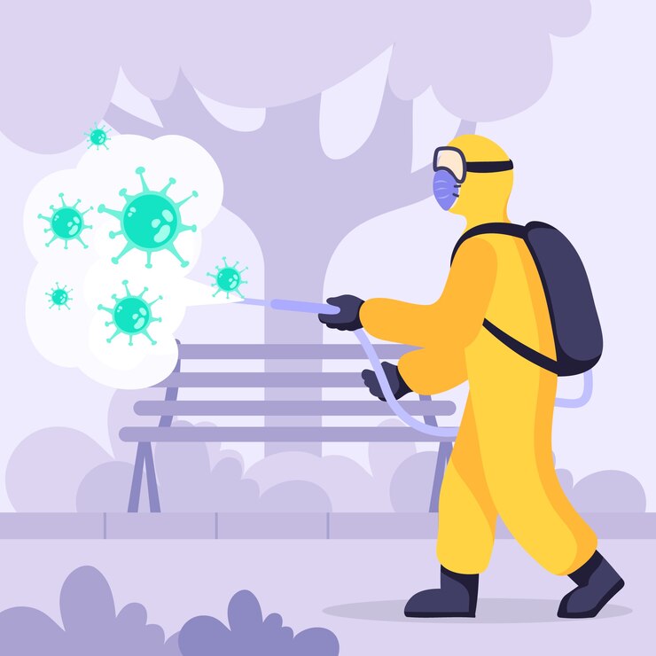 Vettore gratuito concetto di disinfezione da virus