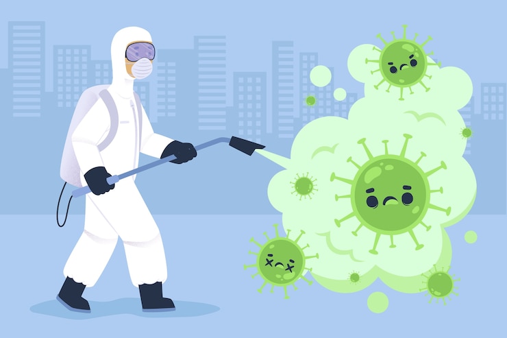 Vettore gratuito concetto di disinfezione da virus