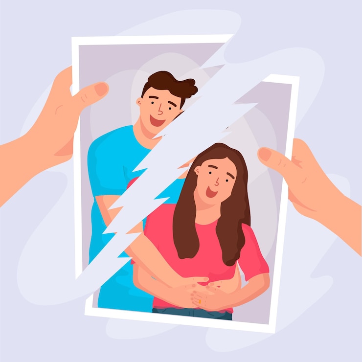 Vettore gratuito concetto di divorzio con foto rotta