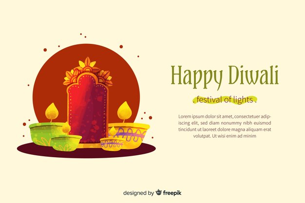 Concetto di Diwali con sfondo acquerello