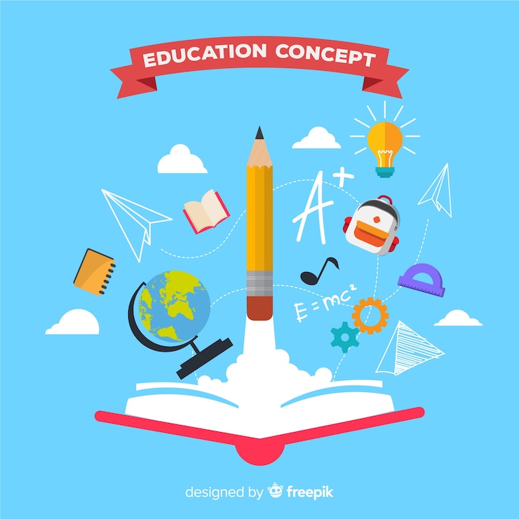 Vettore gratuito concetto di educazione colorato con design piatto