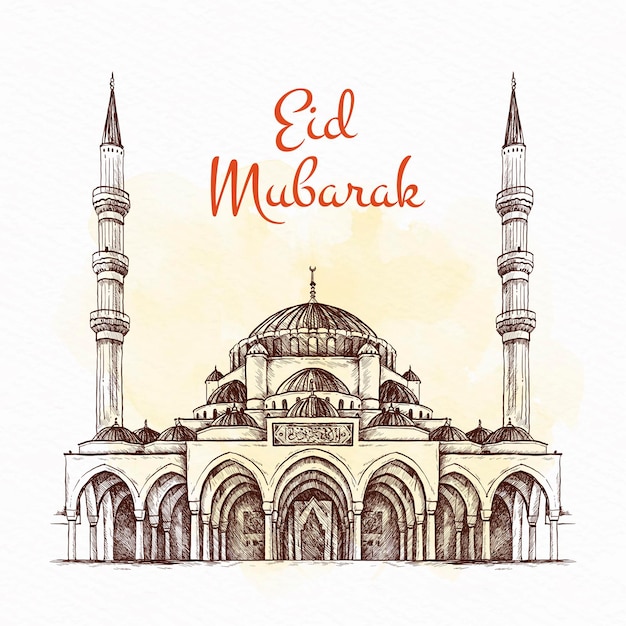 Concetto di eid mubarak disegnato a mano