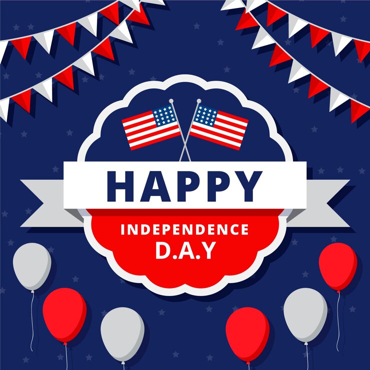 Vettore gratuito concetto di festa dell'indipendenza usa design piatto
