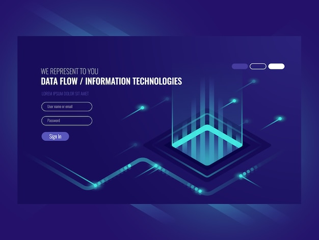 Concetto di flusso di dati, tecnologie dell&#39;informazione, concetto di ciao tecnologia