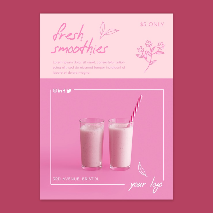 Vettore gratuito concetto di frullato di succo fresco