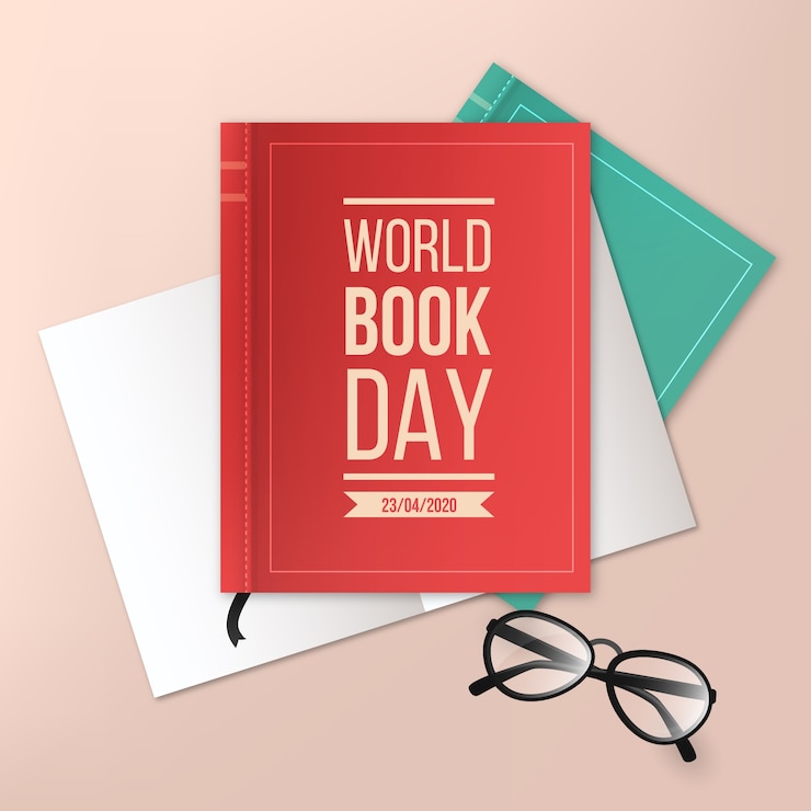 Vettore gratuito concetto di giornata del libro del mondo realistico