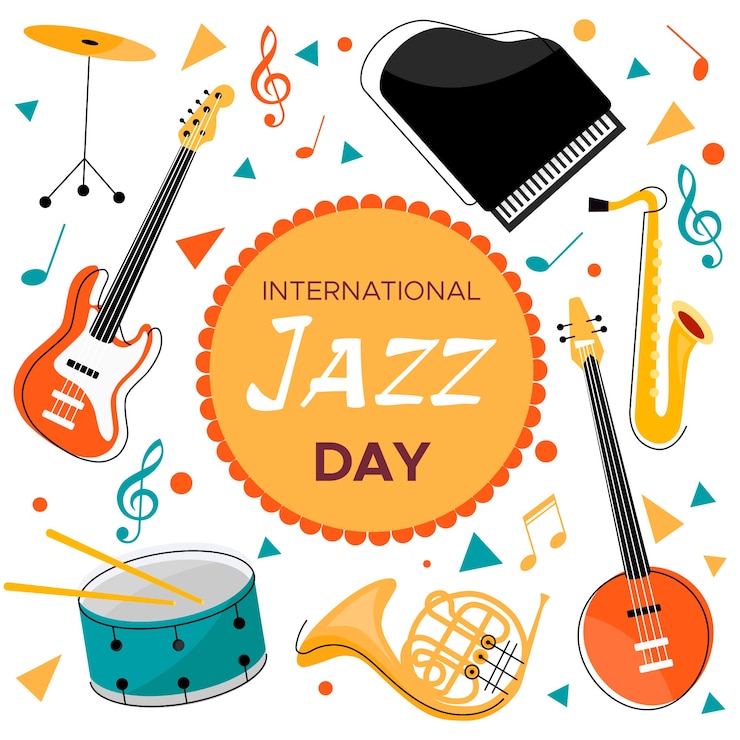Vettore gratuito concetto di giornata internazionale del jazz design piatto