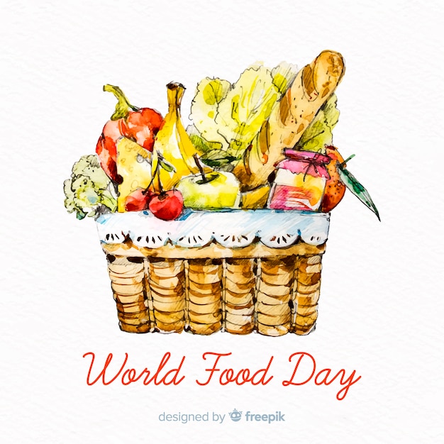 Concetto di giornata mondiale dell'alimento con sfondo acquerello
