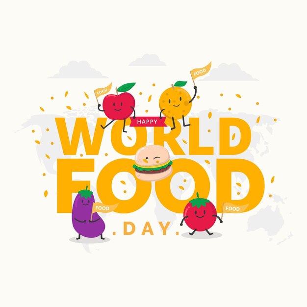 Concetto di giornata mondiale dell'alimento piatto