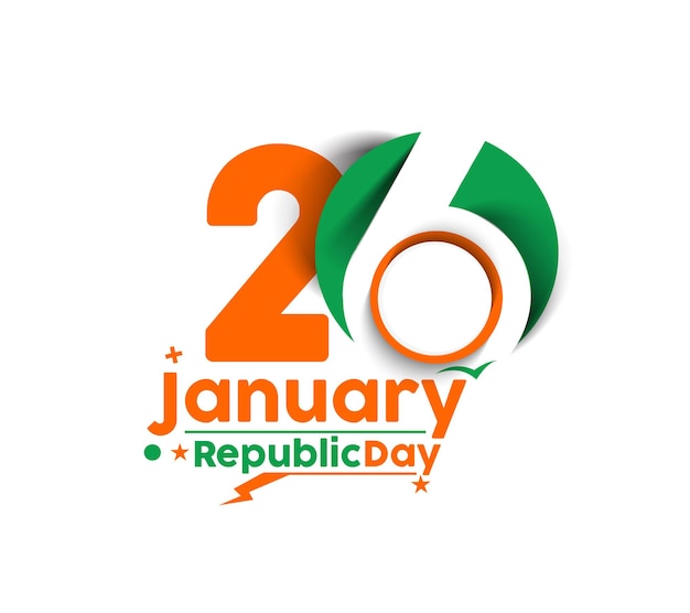 Concetto di giorno della Repubblica indiana con testo 26 gennaio. Disegno dell'illustrazione di vettore.