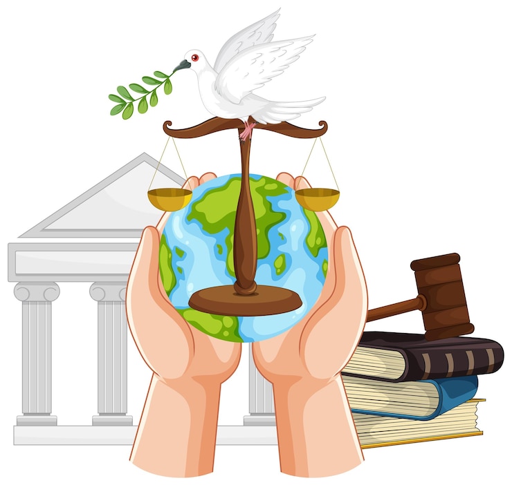 Vettore gratuito concetto di giustizia e pace globali