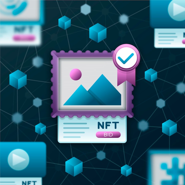 Vettore gratuito concetto di gradiente nft illustrato
