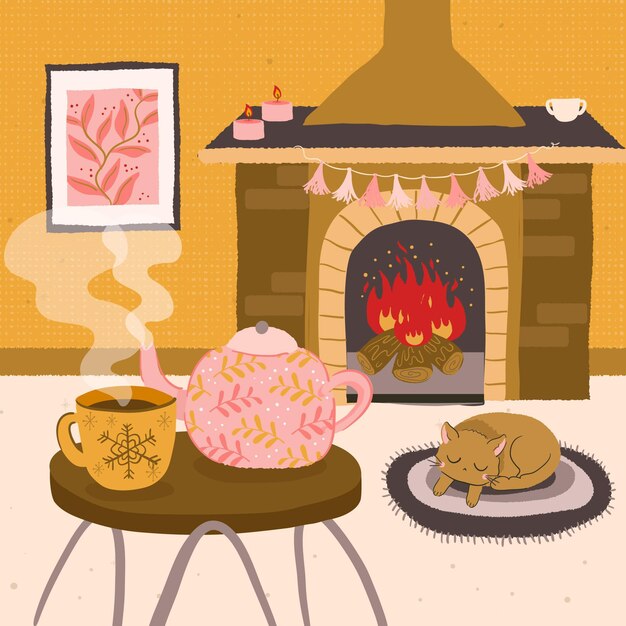 Concetto di hygge disegnato a mano