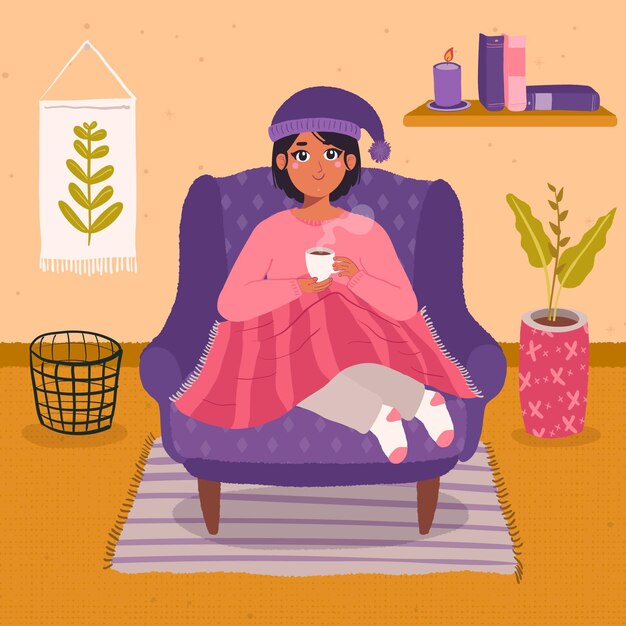 Concetto di hygge stile disegnato a mano