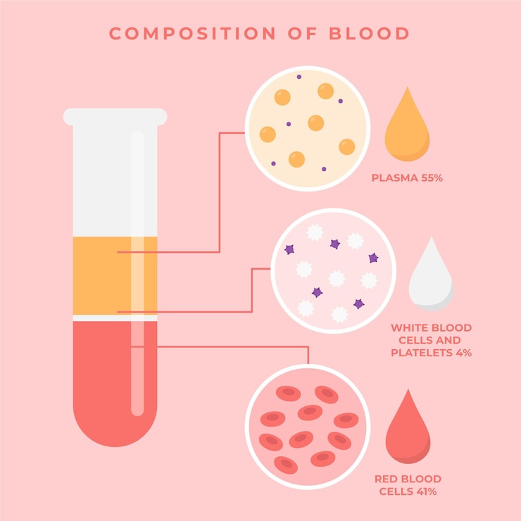 Vettore gratuito concetto di infografica di sangue in design piatto