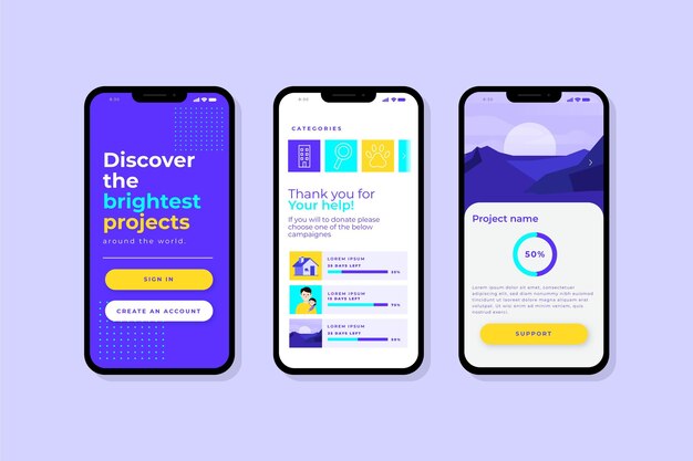 Concetto di interfaccia app di crowdfunding