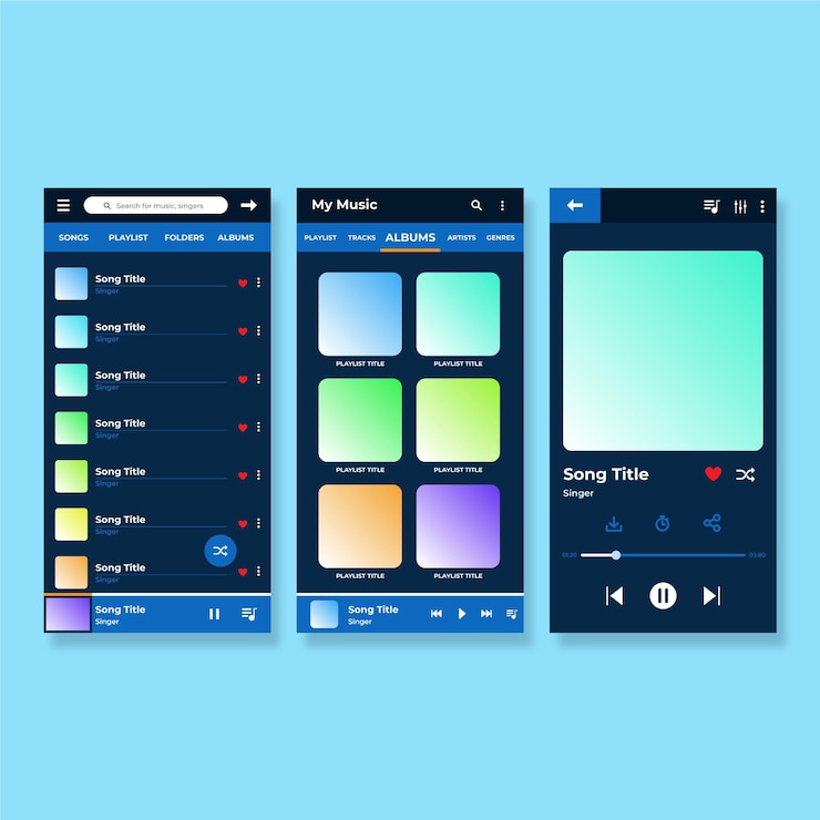 Vettore gratuito concetto di interfaccia app lettore musicale