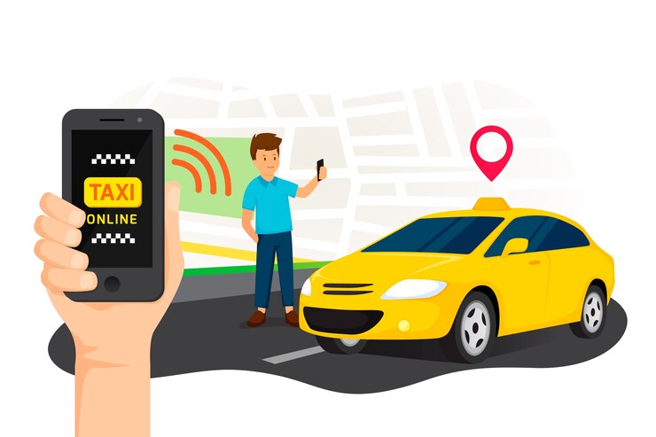 Vettore gratuito concetto di interfaccia app taxi