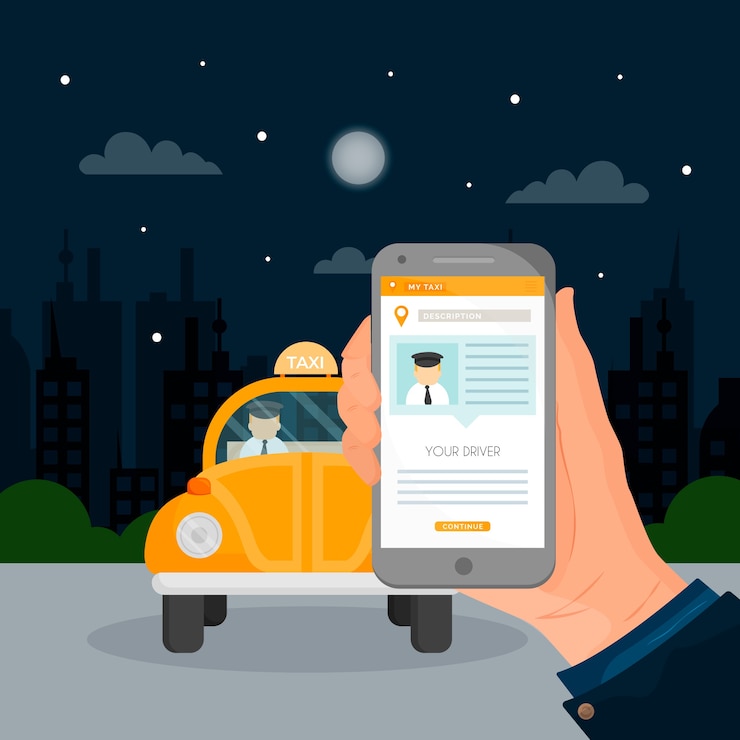 Vettore gratuito concetto di interfaccia app taxi