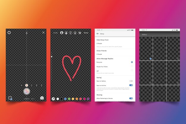 Concetto di interfaccia pstories Instagram per modello