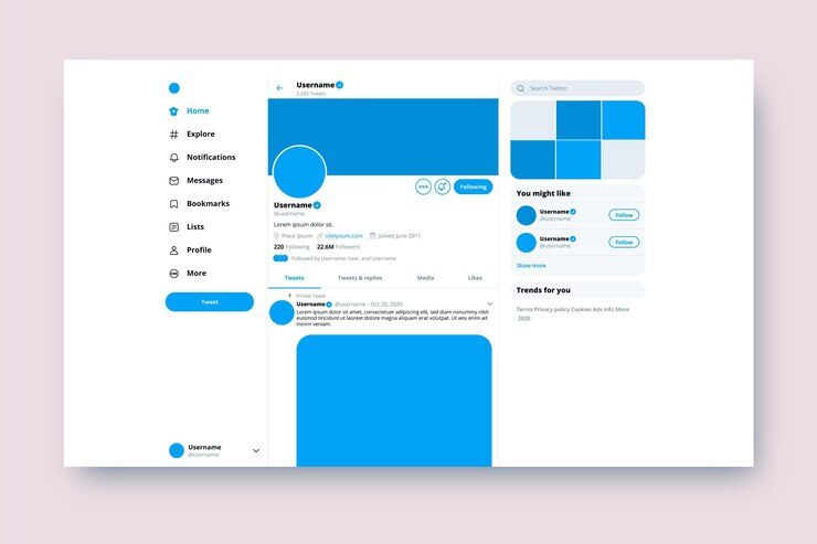 Vettore gratuito concetto di interfaccia twitter