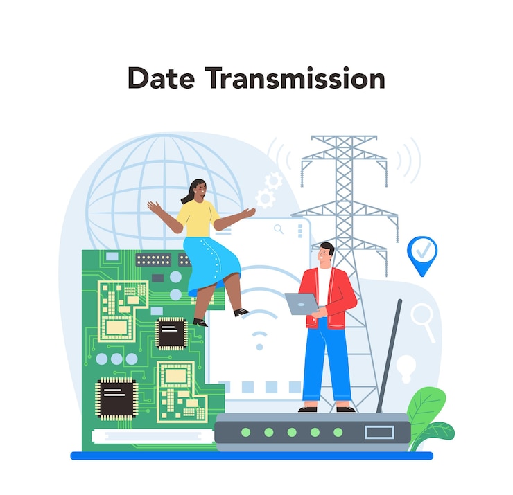 Vettore gratuito concetto di internet delle cose idea di elettronica wireless intelligente tecnologia globale moderna connessione tra dispositivi ed elettrodomestici illustrazione vettoriale piatta isolata