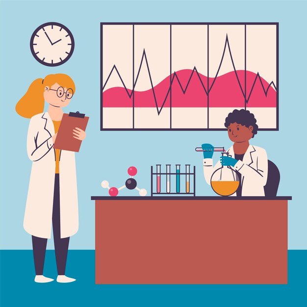 Concetto di lavoro di scienziati