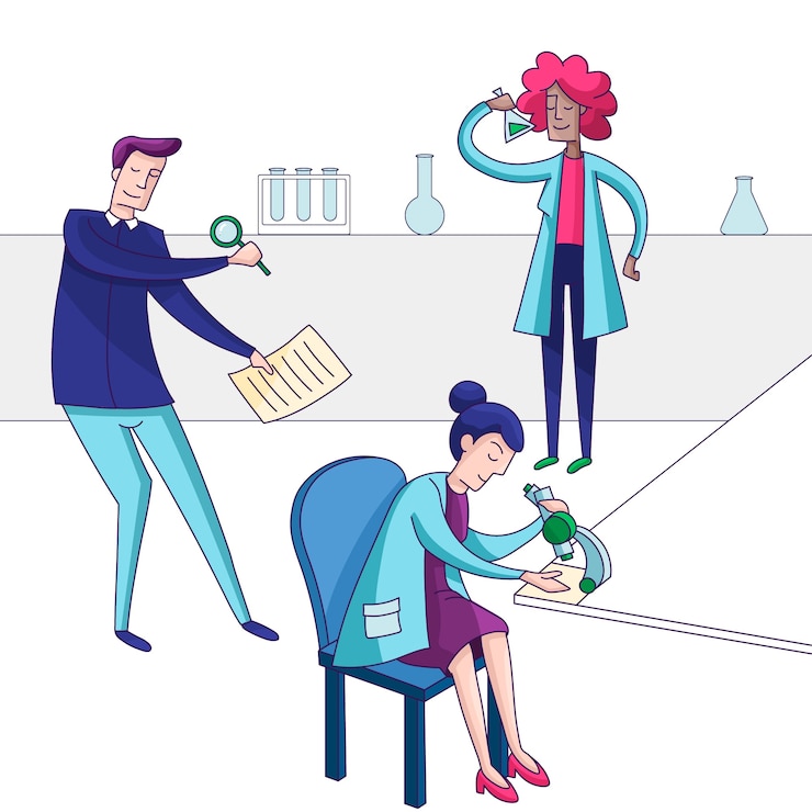 Vettore gratuito concetto di lavoro di scienziati