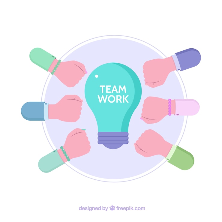 Vettore gratuito concetto di lavoro di squadra con design piatto