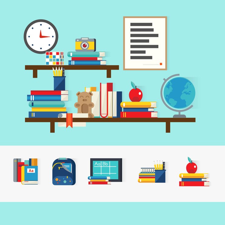 Vettore gratuito concetto di libri di scuola