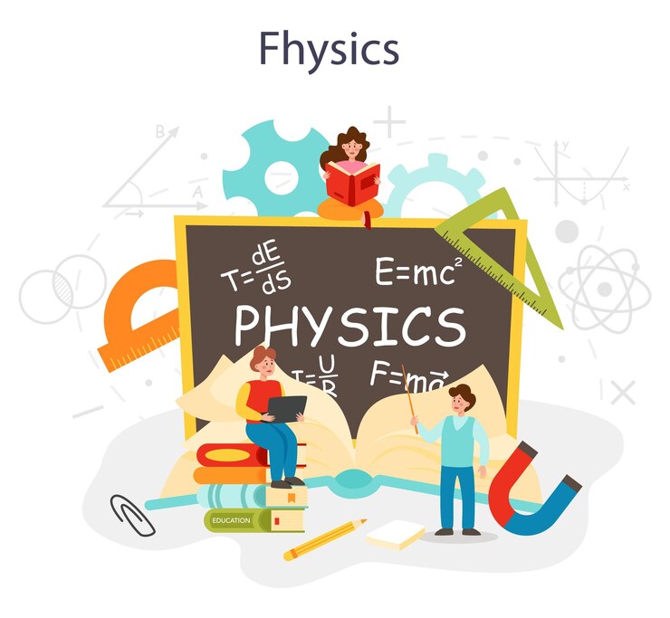 Vettore gratuito concetto di materia scolastica di fisica scienziato esplora elettricità magnetismo onda luminosa e forze studio teorico e pratico lezione ed esperimento di fisica illustrazione vettoriale isolata