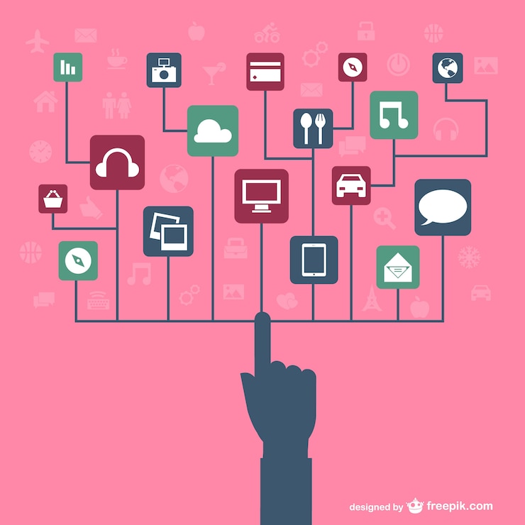 Vettore gratuito concetto di media sociali tecnologia touch
