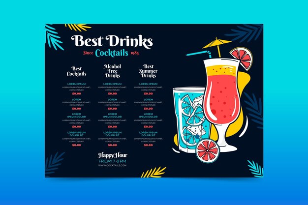 Concetto di menu di cocktail